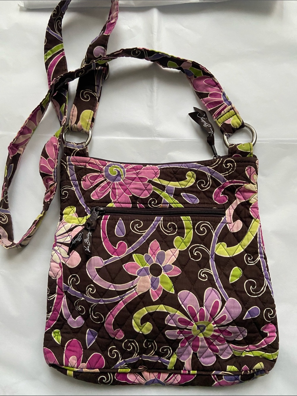 Vera bradley brown & purple crossbody bag - Picture 4 of 6